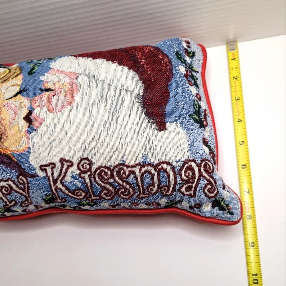 Berry Kissmas Tapestry Christmas Holiday Throw Pillow
